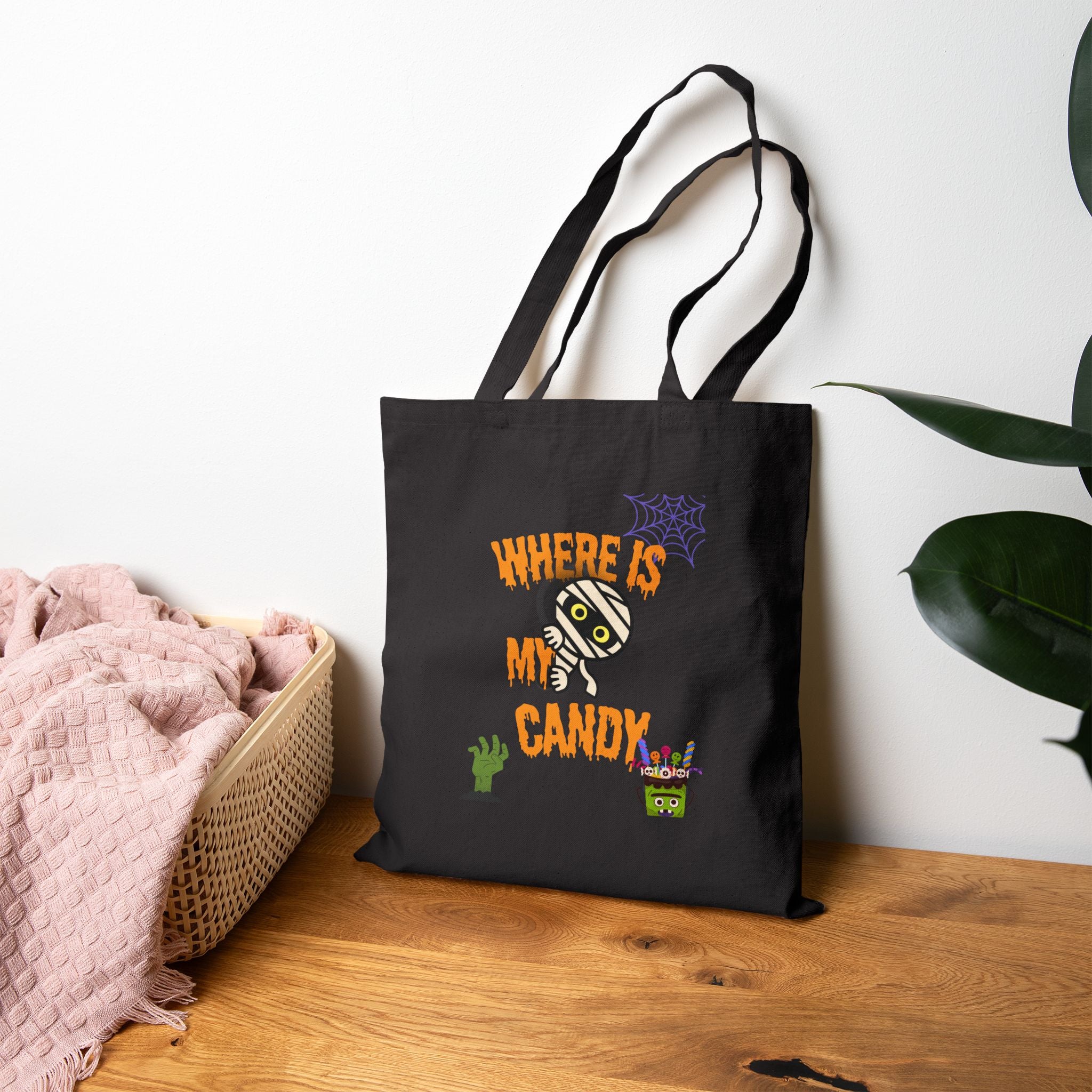 "Where Is My Candy" Cotton Canvas Trick or Treat Bag