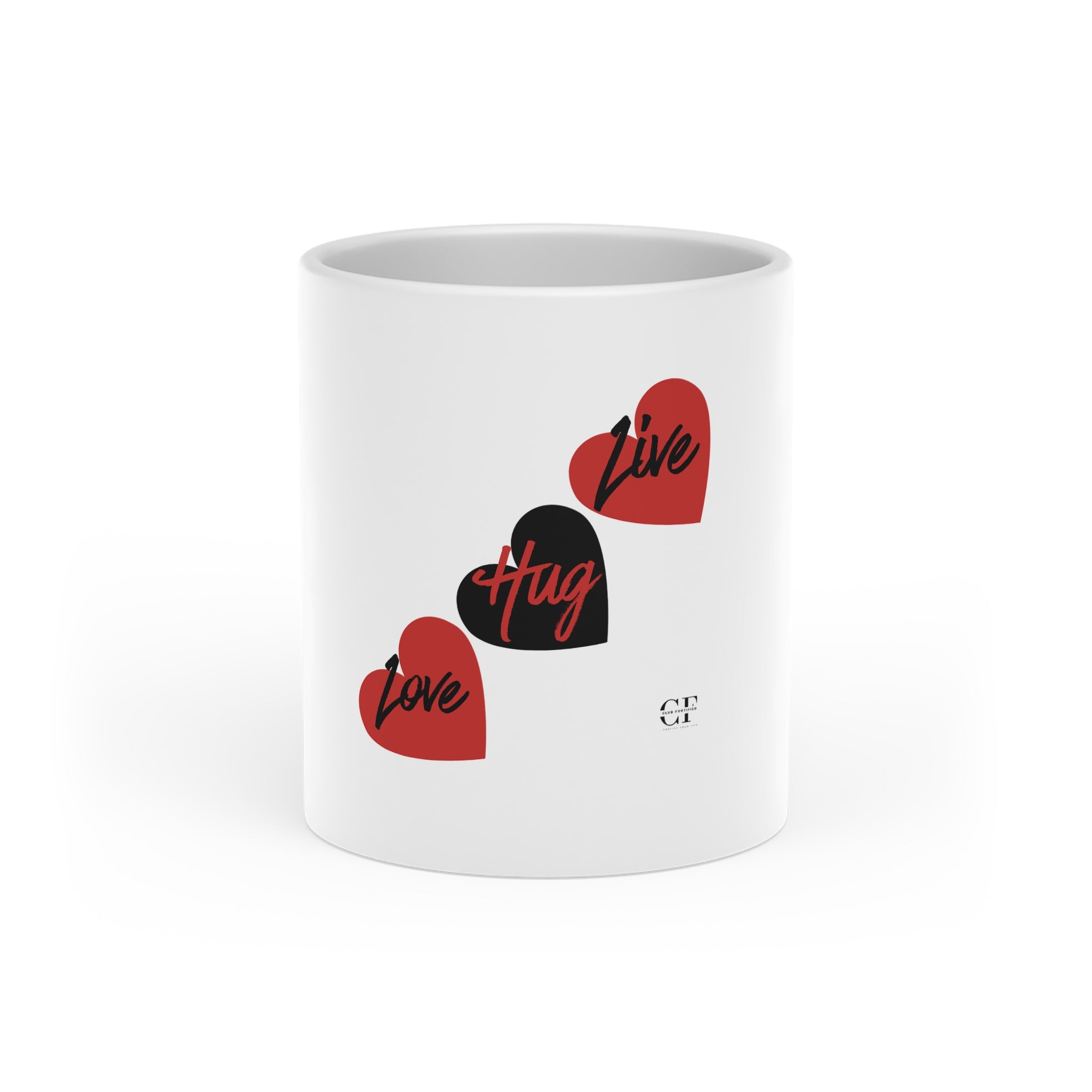 "Live-Hug-Love" Heart-Shaped Ceramic 11 oz. Mug